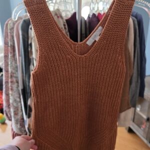 Brown Knit Sleeveless Top